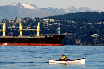 Canoe and Ship Spanish Banks 2328 Copyright Shelagh Donnelly